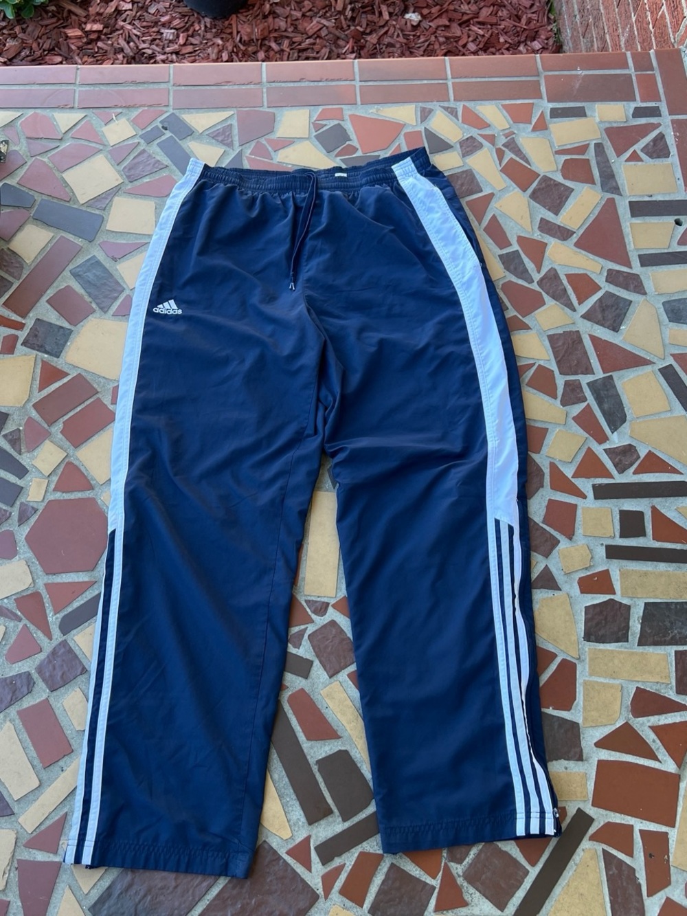 Y2K Vintage 2006 adidas Navy & White Track Pants with Side Stripes
